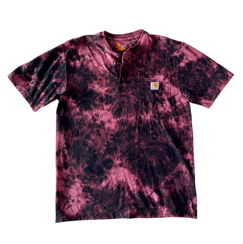 Carhartt Reworked T-Shirt Black Pink Bleach Dye Short Sleeve Men's Small S